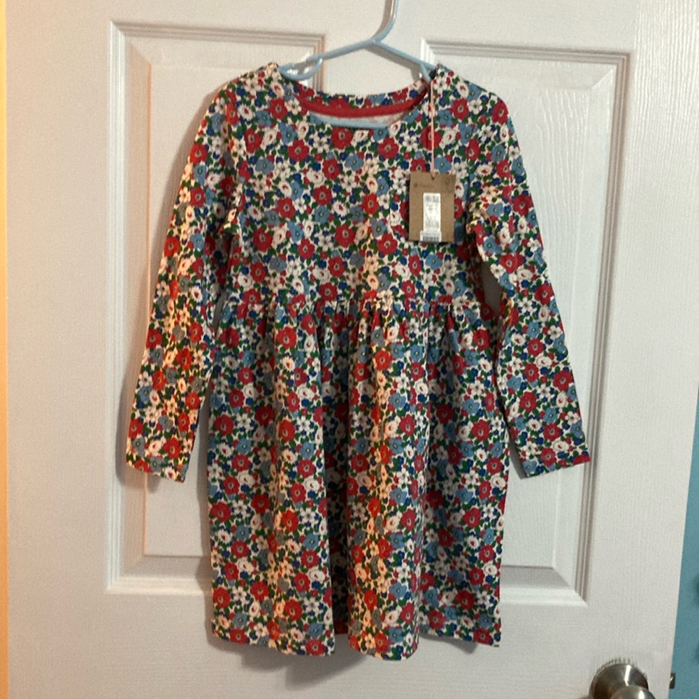 Mini Boden Red and Green Floral Kids Dress